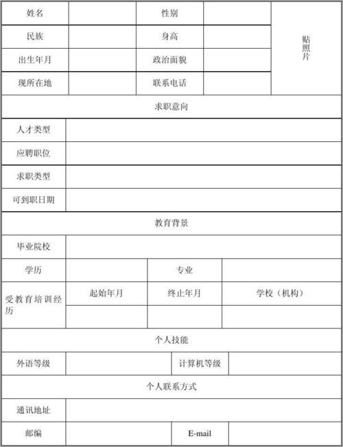 个人信息表格模板