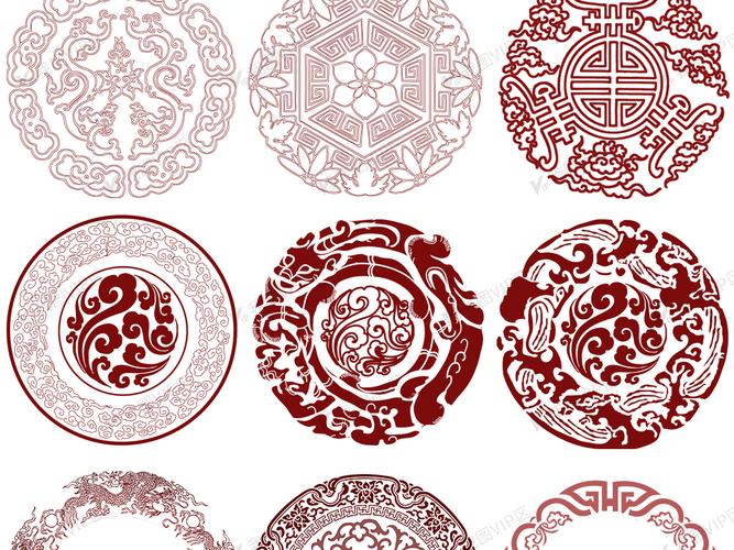 中国风底纹花纹团纹设计素材