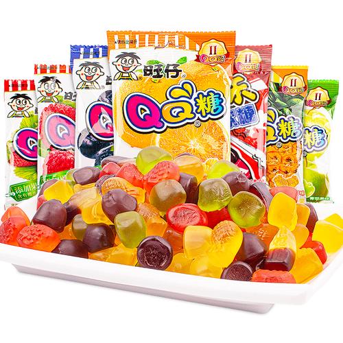 旺仔qq糖70g*10包多口味旺旺果汁软糖儿童橡皮糖果布丁网红零食品