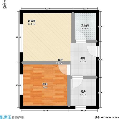 06㎡一室两厅一卫户型