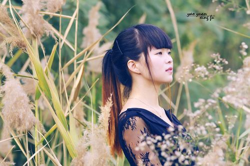 芦苇唯美清新美女模特图片 芦苇荡的青春美少女