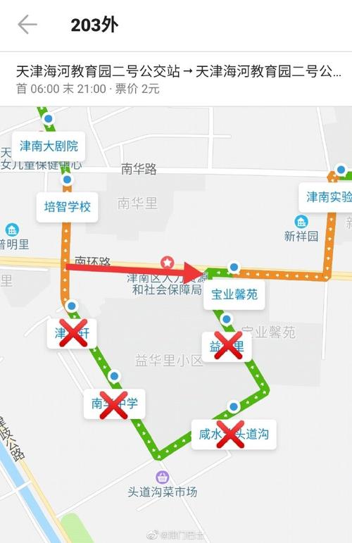 天津市公交203路路线调整(疫情期间)
