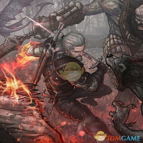 wallpaperengine漫画风巫师3战斗中的杰洛特动态壁纸