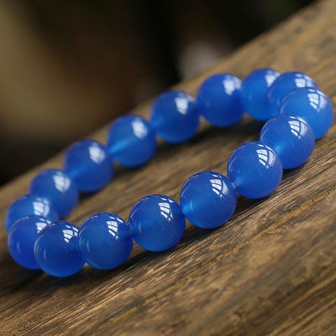 包邮正品 天然5a级巴西蓝玛瑙手链 唯美湖水蓝 招财