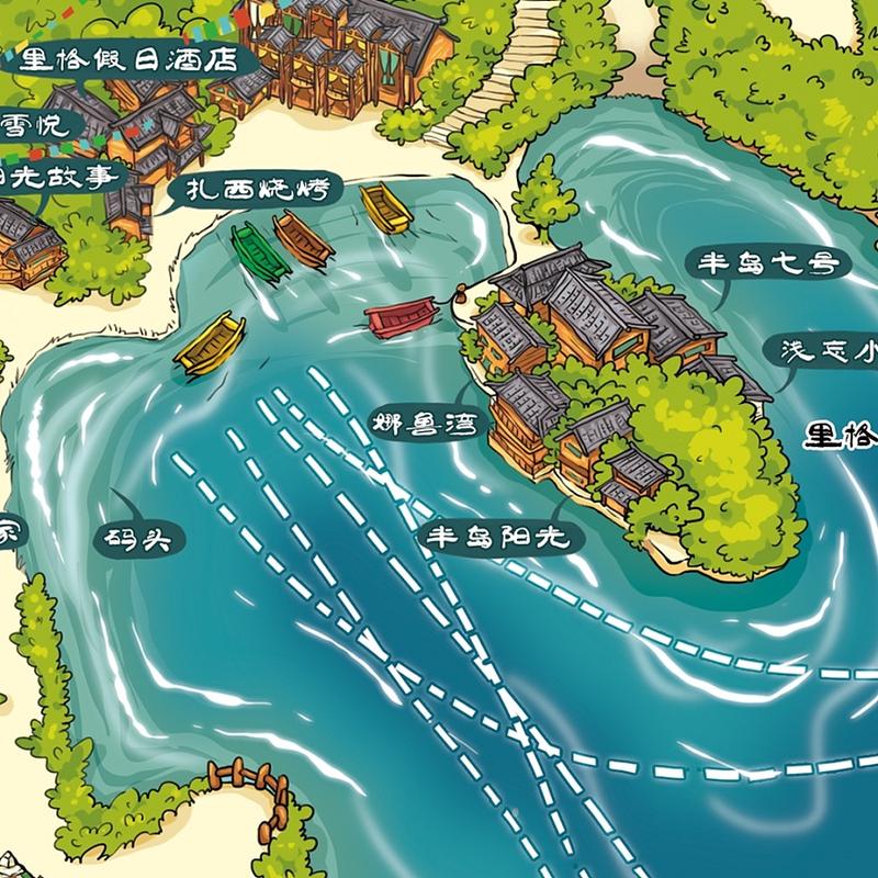泸沽湖手绘地图