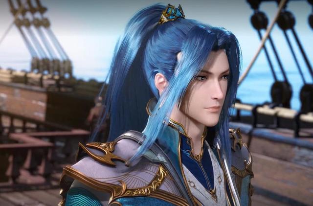 唐三又换造型了,披发加素色长衫,比前世模还要帅气