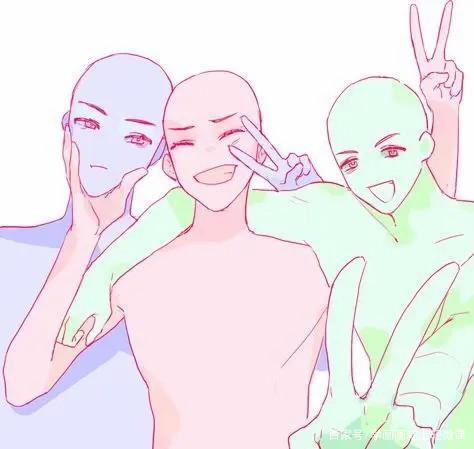 三人行~人物构图模板参考,线稿临摹转需