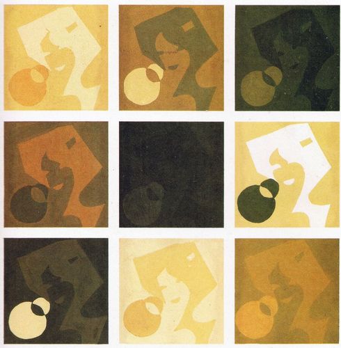 高纯度类似色相对比构成