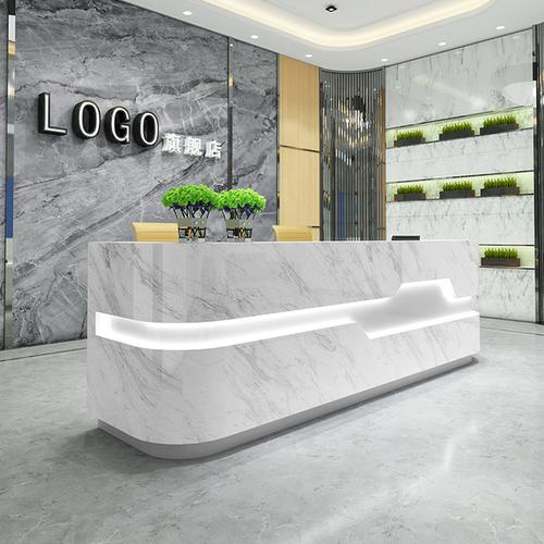 购客吧台台仿公司定制美容院弧形大烤漆大理石美容前台咨询收银办公接