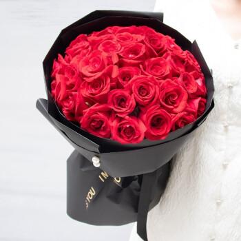 艾斯维娜鲜花速递卡布奇诺小香风红玫瑰花束全国同城配送生日祝福表白