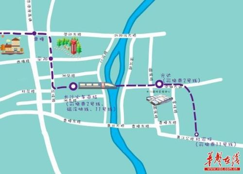 手绘长沙地铁4号线路图地铁公交换乘指南
