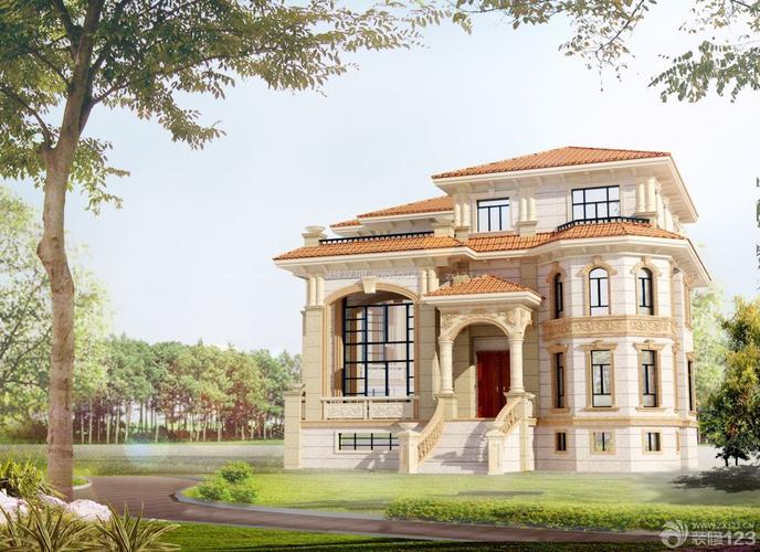 顶级别墅大瓷砖装修外墙图片_装修123效果图