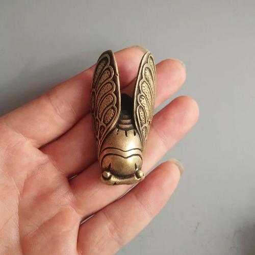 【铜器】铜手把件蝉,寓意一鸣惊