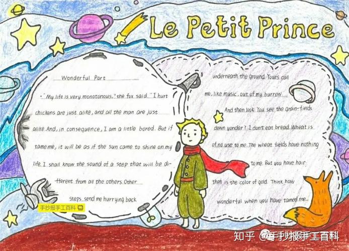 极品小清新英语版小王子手抄报