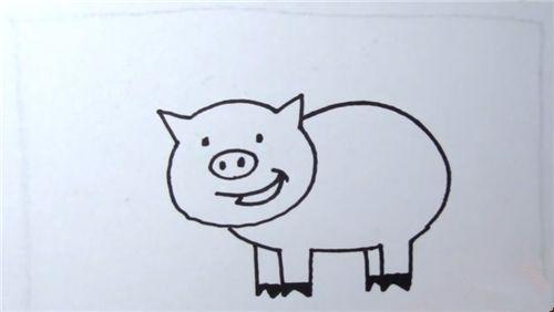 动物小猪的简单简笔画步骤图解