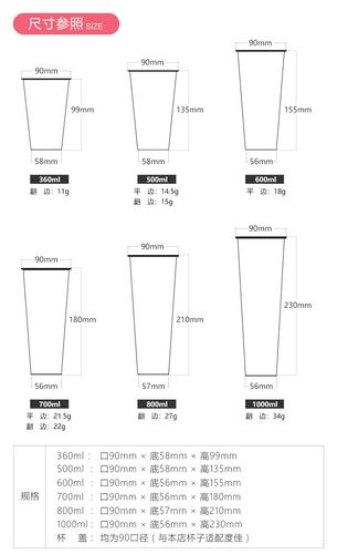 90口径600ml皇茶奶茶杯一次性杯子料杯饮料杯注塑杯加厚定制整箱