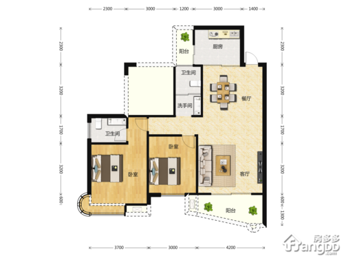 三润城3室2厅2卫户型图