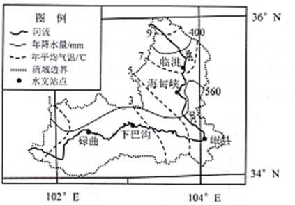 下图示意洮河流域地理要素分布.