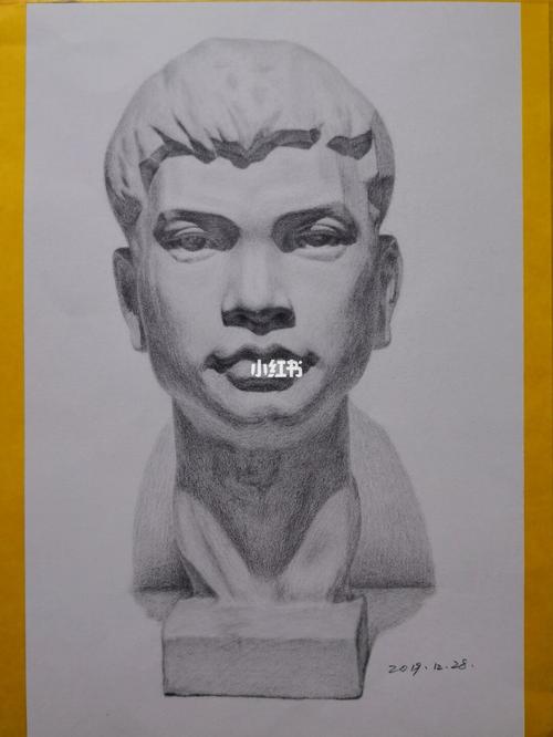 素描广东青年石膏人像_素描_手帐_手帐分享_文化_绘画