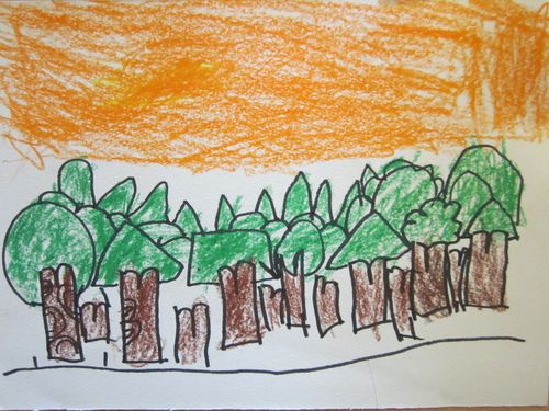 美术作品:《阻挡沙尘暴》