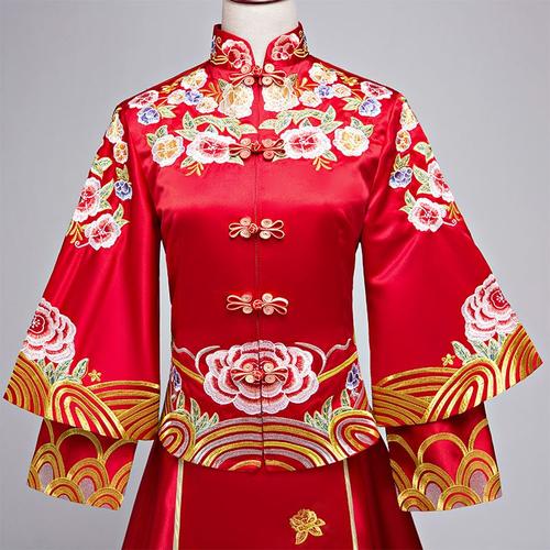 热卖绣禾喜服秀合新娘装敬酒唐装中式结婚旗袍礼服嫁衣女秋季修身