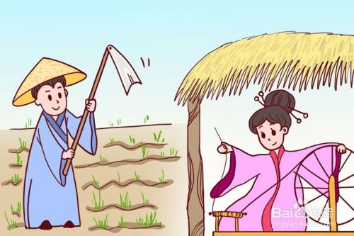 男耕女织简笔画