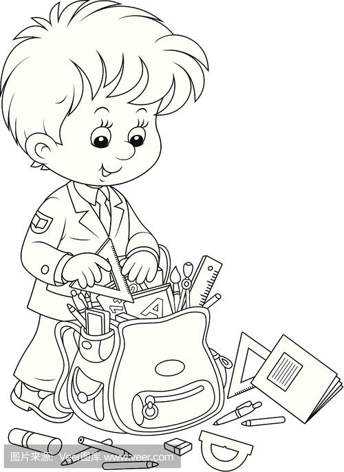 收拾书包简笔画_幼儿收拾书包简笔画