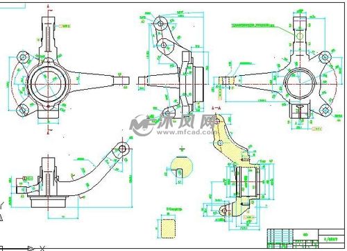 汽车左右转向节加工图纸
