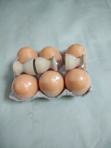 六只装木制仿真鸡蛋带三个蛋托-儿童diy手工彩绘涂鸦复活节彩蛋