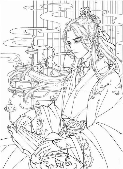 【板绘素材】超燃古风男子线稿78_素材_板绘_古风_线稿_素材_素材