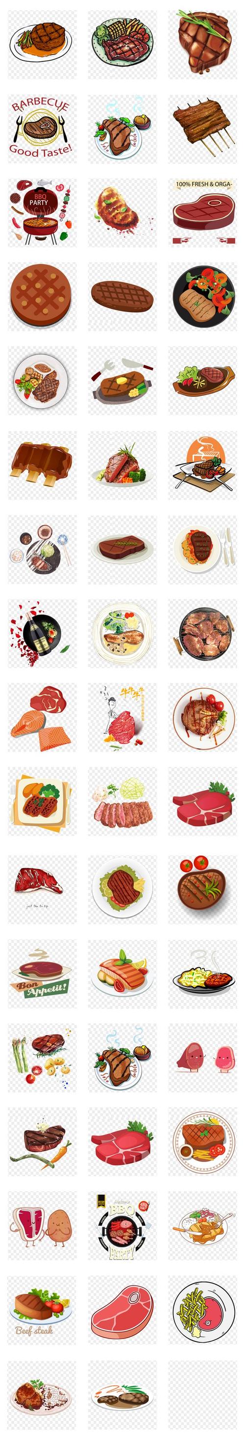 卡通手绘西餐美味牛肉牛排美食海报设计png素材
