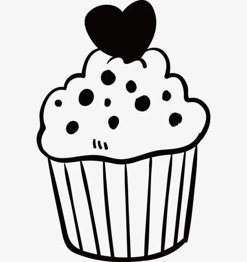 爱心纸杯蛋糕简笔画