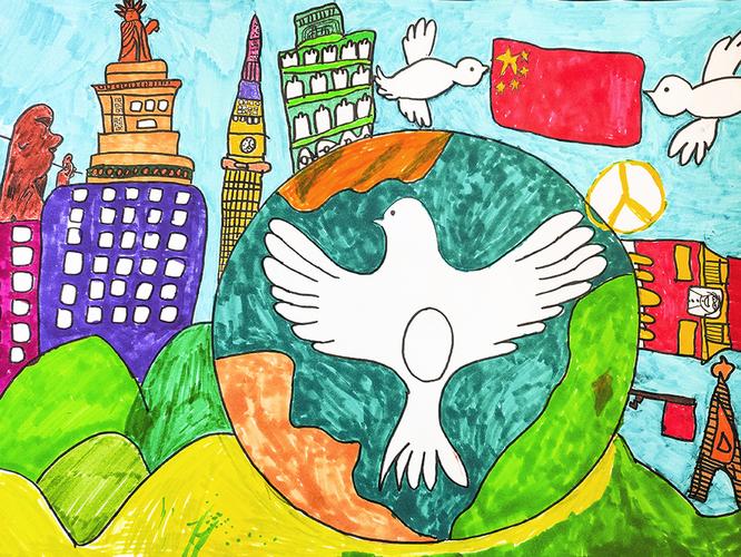 哈美加外校小学部2019全国少年儿童世界和平海报作品征集活动