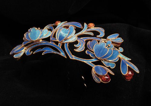 鹅毛仿点翠,原创手工饰品,发饰