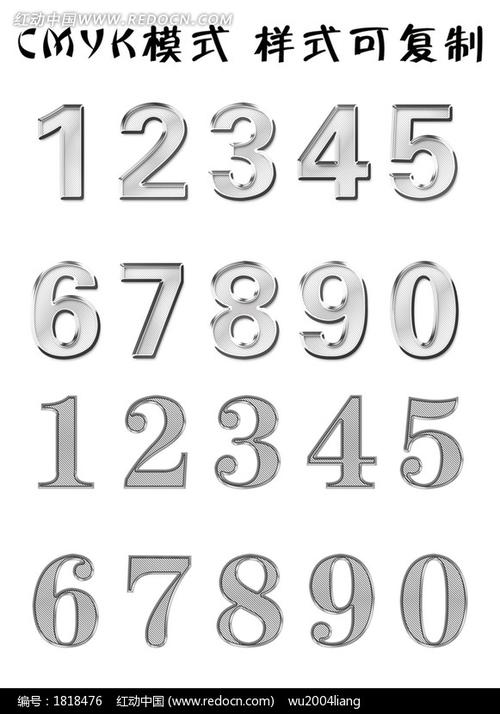 金属质感数字0-9字体psd