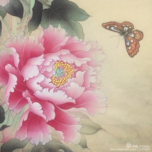 工笔花鸟画-牡丹蝴蝶