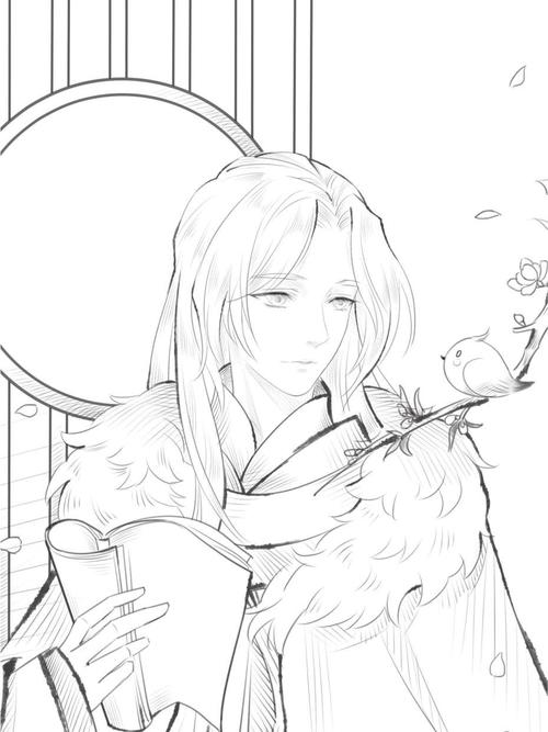 绘画参考盛世蓝颜古风美男漫画线稿