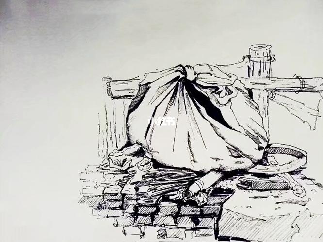 风景速写|我的太行山石板岩写生作品77_速写_风景_写生_石板岩村