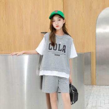 女童休闲套装夏中大女童15岁女孩衣服初中女生网红女童套装2021新款潮