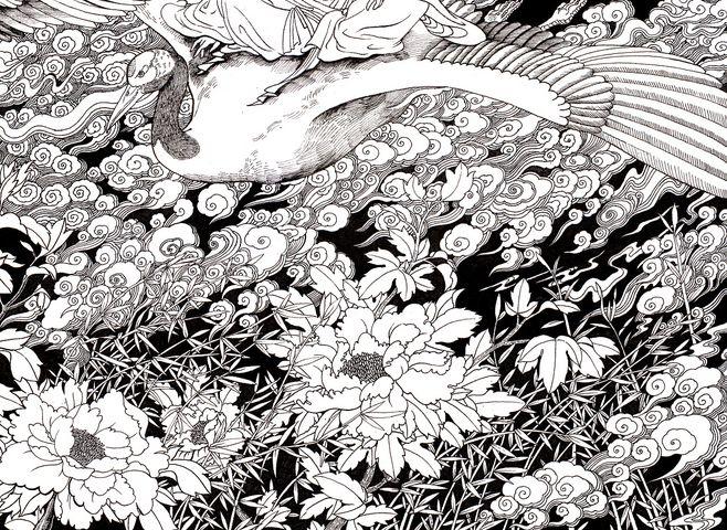 中国风黑白插画