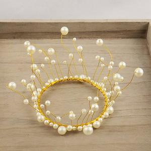 花束皇冠珍珠装饰 鲜花花束礼盒皇冠装饰 新娘珍珠凌乱铁丝头饰