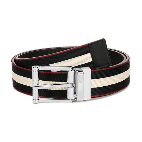 bally巴利男士织物配皮针扣式双面皮带腰带taylan35m视频