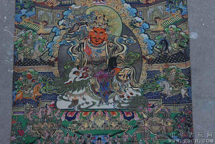 西藏藏传佛教唐卡八马财神