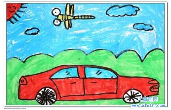 幼儿轿车儿童绘画作品_儿童画网