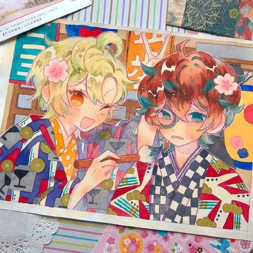 水彩动漫人物,适合临摹学习!