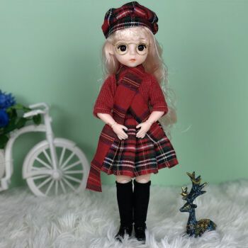 年货节萌娃30厘米芭比娃娃小公主套装3d眼22关节6分bjd网红娃娃生日