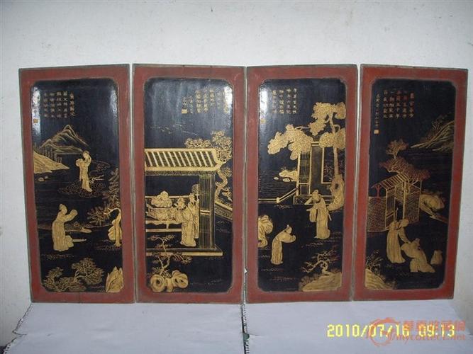 厨门木板描金画人物24孝