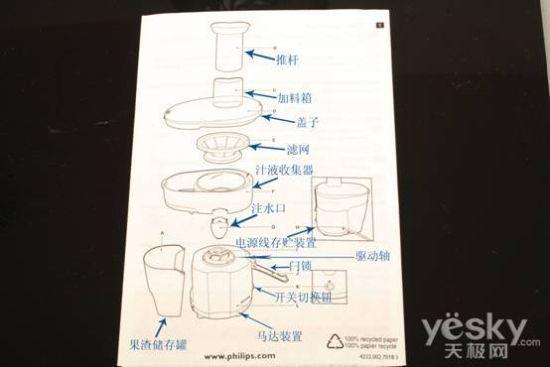 飞利浦hr1810榨汁机部件详解拆解说明