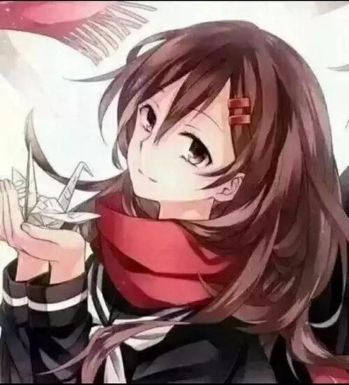 红色围巾红色上衣的动漫情侣头像