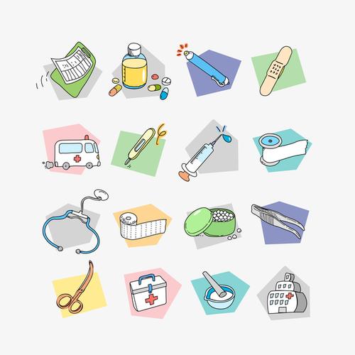 卡通医疗图标矢量图